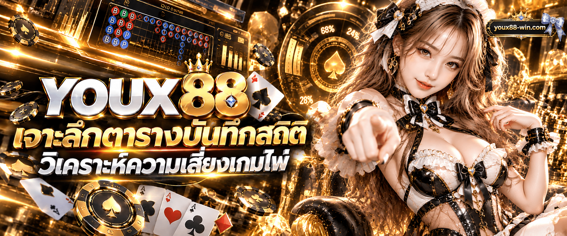 ตารางสถิติบันทึกผลการออกไพ่บาคาร่าออนไลน์บนหน้าต่างเว็บบล็อก youx88 เพื่อเป็นแนวทางศึกษาประมวลผลความเสี่ยง